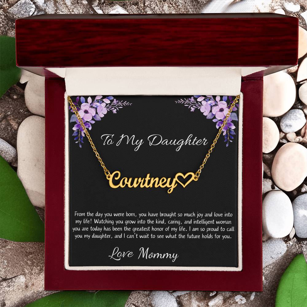 Heart Name Necklace “To My Daughter”