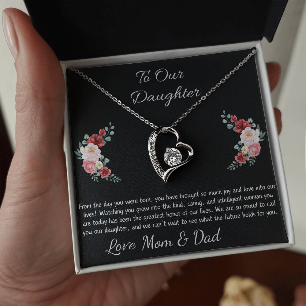 Forever Love Heart Necklace "To Our Daughter”