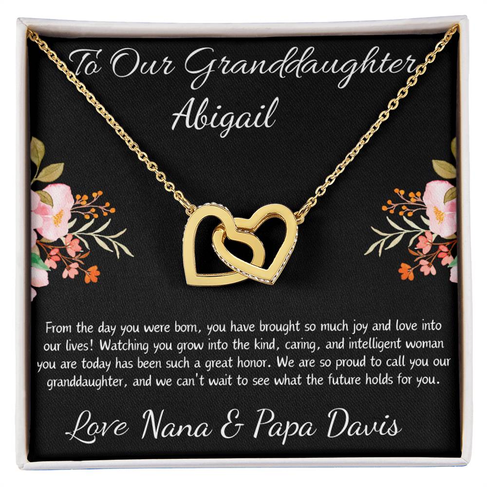 Interlocking Hearts Necklace “To Our Granddaughter [Name]”