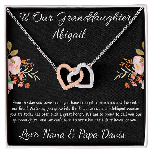 Interlocking Hearts Necklace “To Our Granddaughter [Name]”