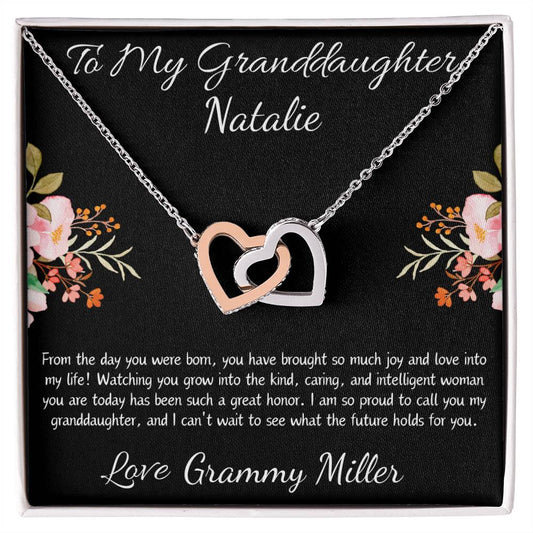 Interlocking Hearts Necklace “To My Granddaughter [Name]”