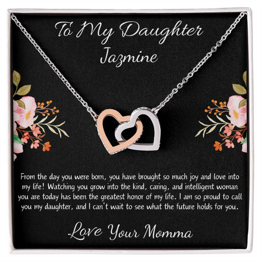 Interlocking Hearts Necklace “To My Daughter [Name]”