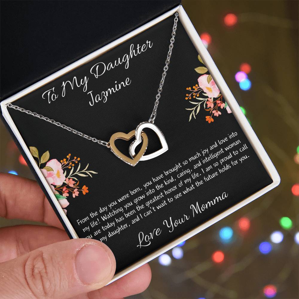 Interlocking Hearts Necklace “To My Daughter [Name]”