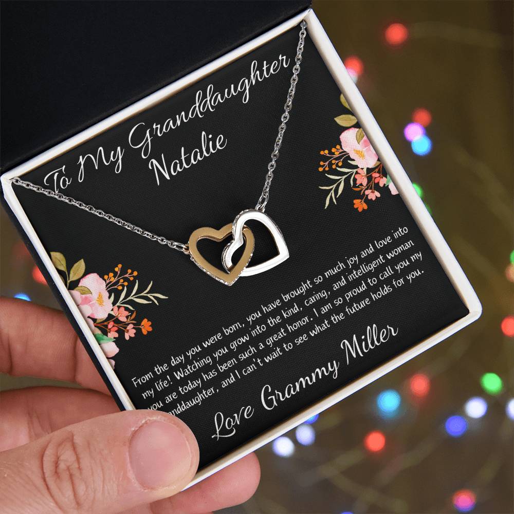 Interlocking Hearts Necklace “To My Granddaughter [Name]”
