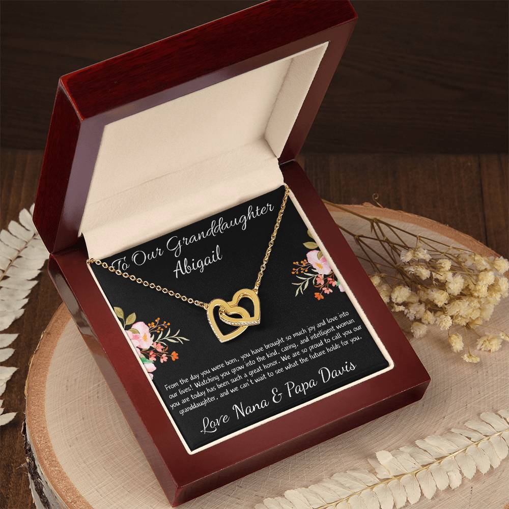 Interlocking Hearts Necklace “To Our Granddaughter [Name]”