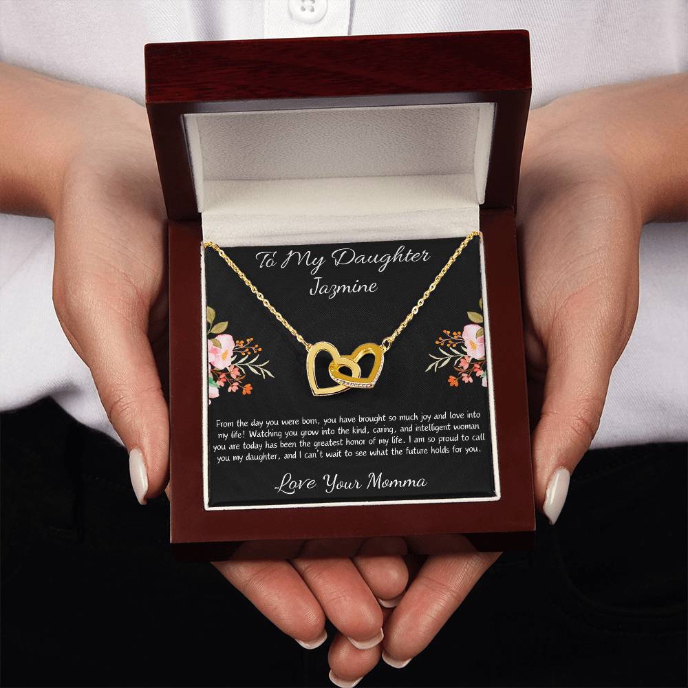 Interlocking Hearts Necklace “To My Daughter [Name]”