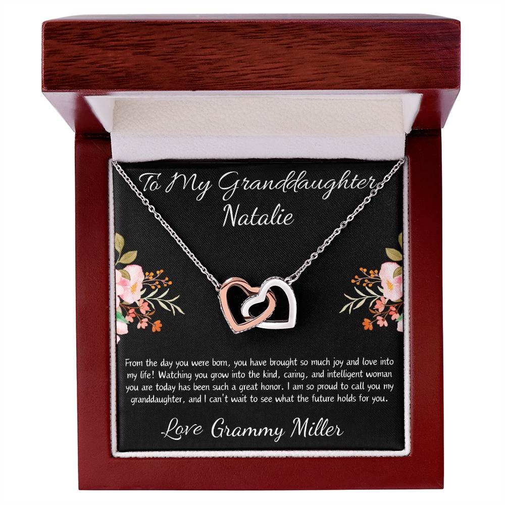 Interlocking Hearts Necklace “To My Granddaughter [Name]”