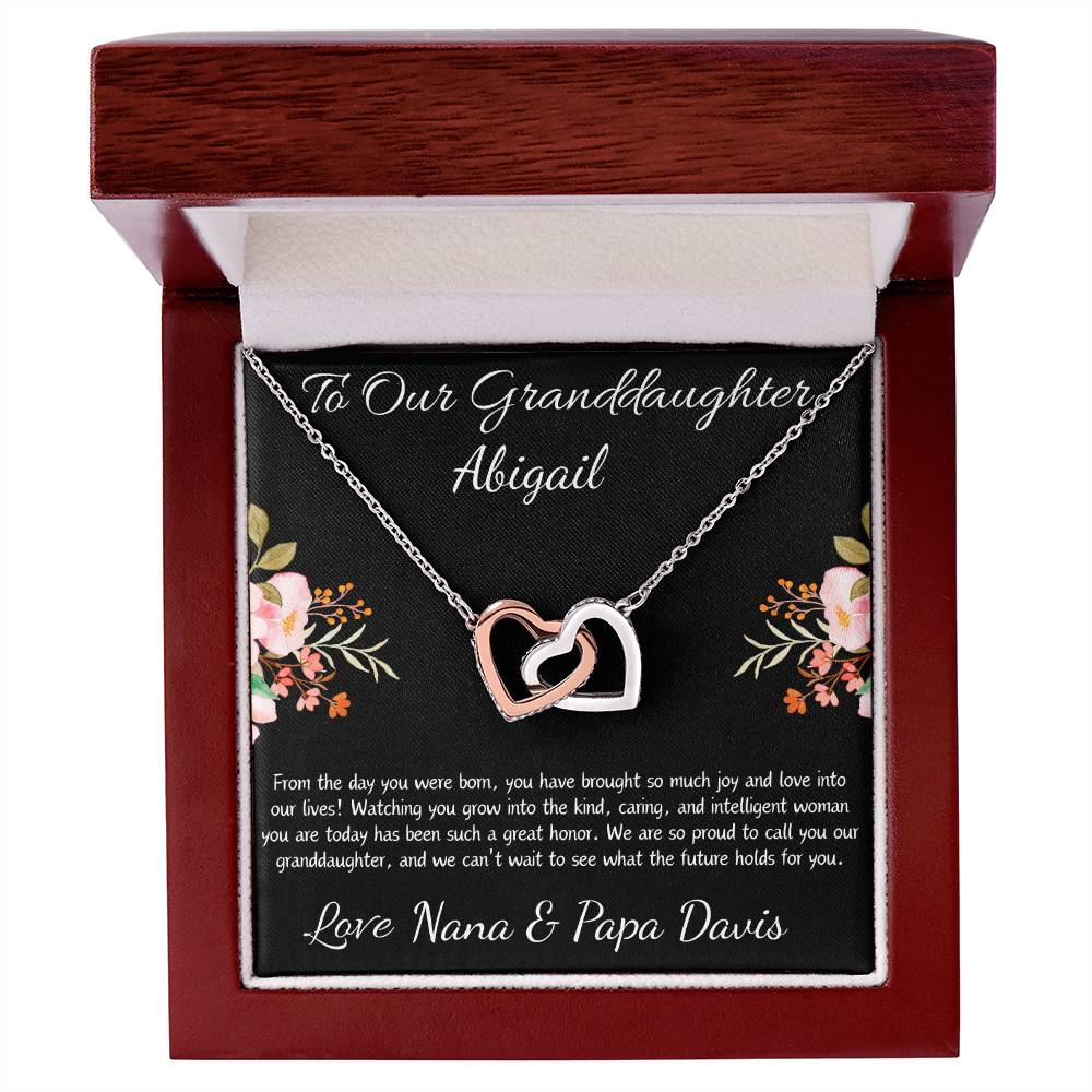 Interlocking Hearts Necklace “To Our Granddaughter [Name]”