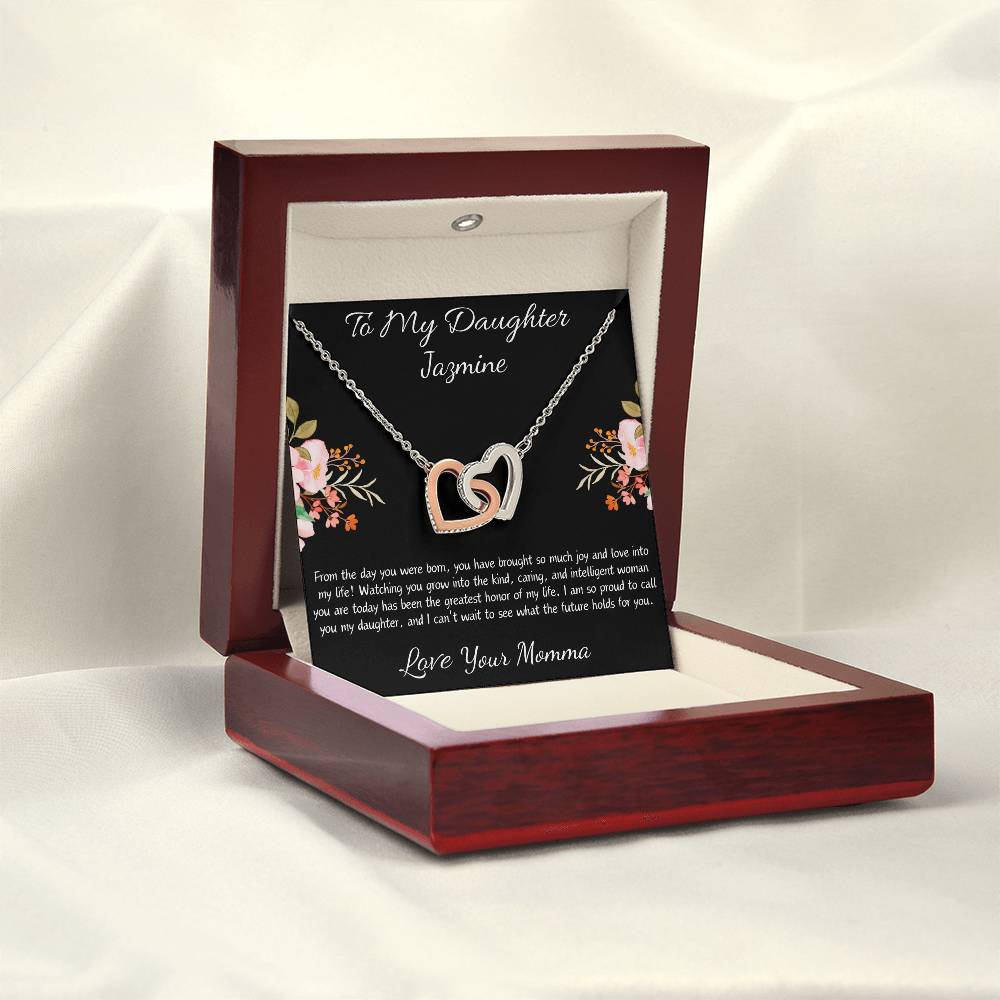 Interlocking Hearts Necklace “To My Daughter [Name]”