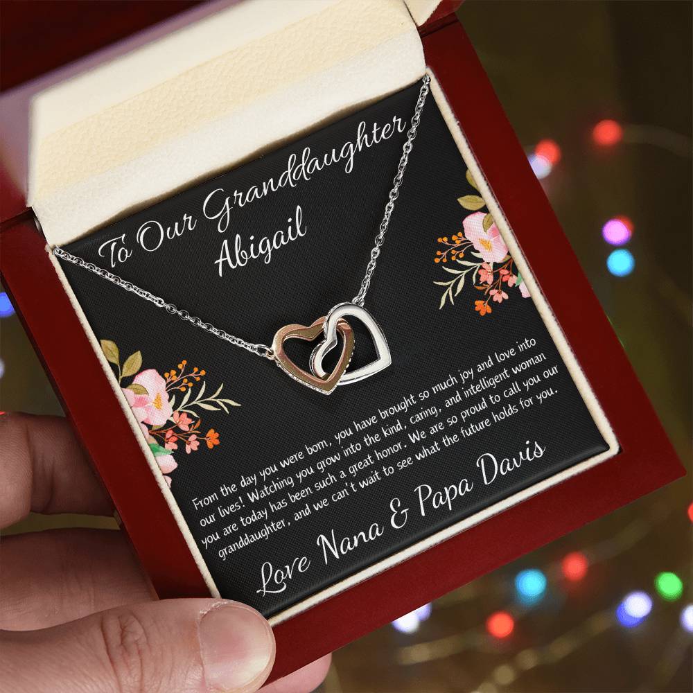 Interlocking Hearts Necklace “To Our Granddaughter [Name]”