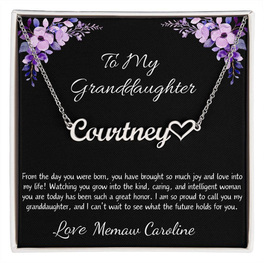 Heart Name Necklace “To My Granddaughter”