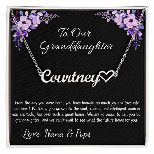 Heart Name Necklace “To Our Granddaughter”