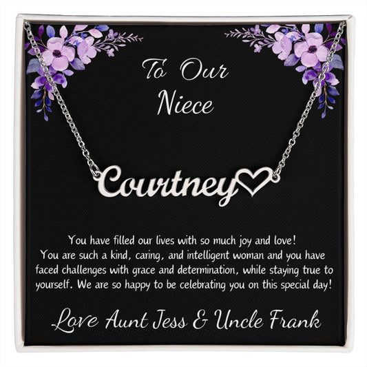 Heart Name Necklace "To Our [Friend/Sister/Niece/Mom/Grandma]"