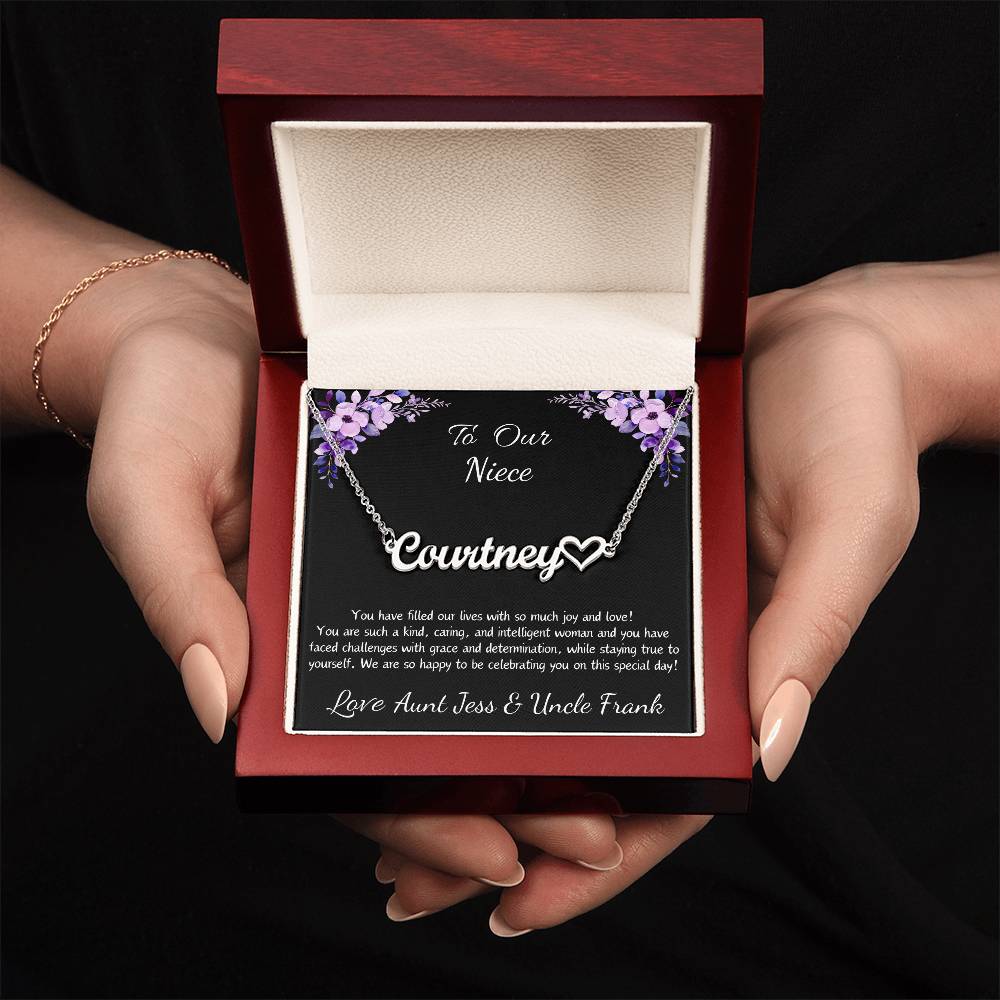 Heart Name Necklace "To Our [Friend/Sister/Niece/Mom/Grandma]"