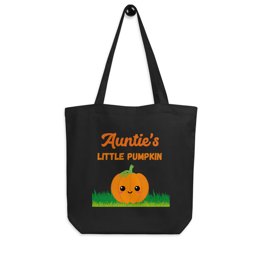 Deluxe 2-sided personalized pumpkin Halloween treat bag | Eco cotton tote